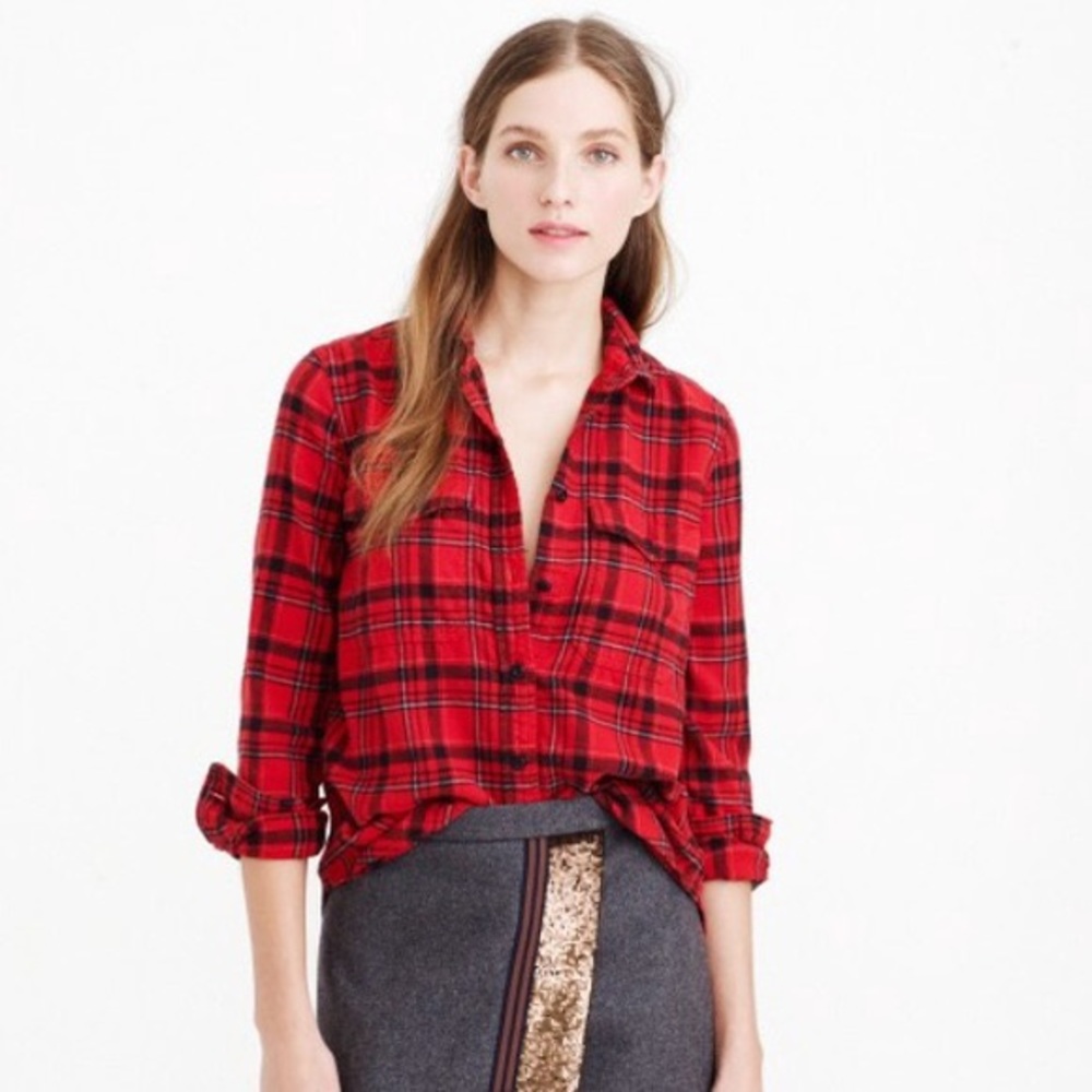 J.Crew Boyfriend Flannel Shirt in Red Plaid | 12